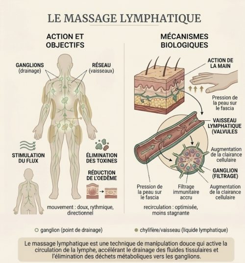 schéma représentant le drainage lymphatique